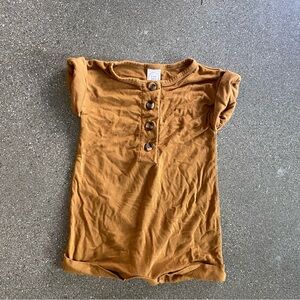 Lou Lou and Company 3-6 months Romper Brown‎ Buttons Rolled Sleeves